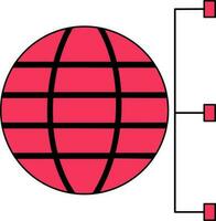 rede conexão com globo dentro Rosa e Preto cor. vetor