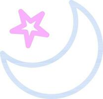 crescente lua com Estrela ícone dentro azul e Rosa linha arte. vetor