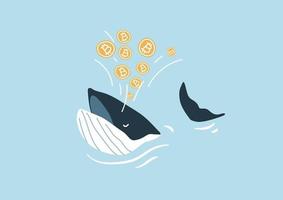 baleia jorrando bitcoin vetor