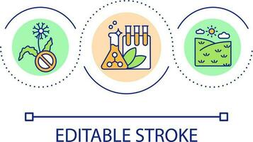 suplementos para plantas e cultivo ciclo conceito ícone. lutando com erva. químico herbicidas abstrato idéia fino linha ilustração. isolado esboço desenho. editável acidente vascular encefálico vetor