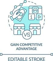 ganho competitivo vantagem turquesa conceito ícone. cliente noivado plataforma abstrato idéia fino linha ilustração. isolado esboço desenho. editável acidente vascular encefálico vetor