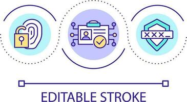 protegendo sensível empregado em formação ciclo conceito ícone. computador segurança abstrato idéia fino linha ilustração. gerir digital identidade. isolado esboço desenho. editável acidente vascular encefálico vetor