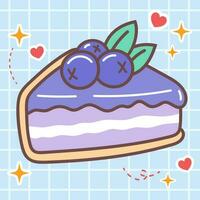 kawaii Comida desenho animado do mirtilo queijo bolo ilustração. vetor ícone do fofa japonês rabisco estilo para criança produtos, adesivo, camisa, papel de parede, cartão