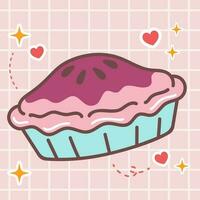 kawaii Comida desenho animado do doce baga torta ilustração. vetor ícone do fofa japonês rabisco estilo para criança produtos, adesivo, camisa, papel de parede, cartão