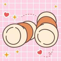 fofa desenho animado frutos do mar salmão bastão quente Panela kawaii Comida com Japão estilo animê mangá ilustração vetor