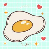 kawaii Comida desenho animado do café da manhã ensolarado lado ovo vetor ícone do fofa japonês rabisco estilo para criança produtos, adesivo, camisa plano ilustração