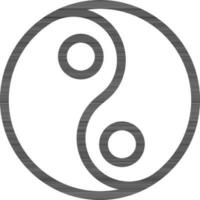 Preto esboço yin yang ícone dentro plano estilo. vetor
