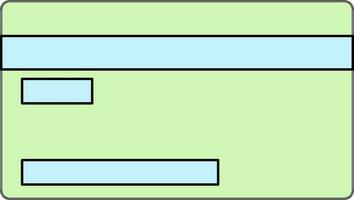 Forma de pagamento cartão ícone dentro verde e azul cor. vetor