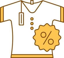 camiseta com percentagem rótulo ícone dentro branco e amarelo cor. vetor