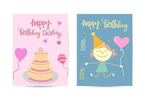 conjunto de modelos de folheto de festa de aniversário. conceito de convite de celebração de aniversário com ilustrações planas.