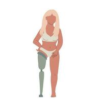 Loiras mulher com artificial perna isolado em branco fundo. vetor