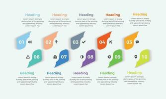 apresentação o negócio infográfico modelo Projeto com 10 opções. o negócio infográfico apresentação com rótulo número e ícone para fluxo de trabalho vetor