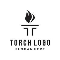 criativo tocha chama logotipo template.logo para negócios, liberdade e concorrência. vetor