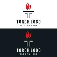 criativo tocha chama logotipo template.logo para negócios, liberdade e concorrência. vetor