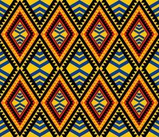 emblema étnico folk geométrico desatado padronizar dentro amarelo e azul vetor