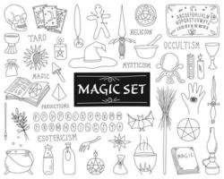 coleção de atributos para magia em um fundo branco vetor
