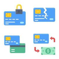 ícone do cartão de crédito ou débito definir vetor relacionado ao pagamento