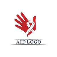 logotipo da fita de ajuda e design de vetor do Dia Mundial da AIDS