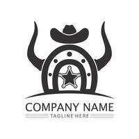 modelo de design de vetor de ícone de logotipo de chapéu de cowboy