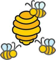 colméia com abelhas ícone dentro amarelo cor. vetor