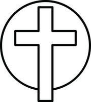 Jesus Cruz dentro volta círculo ícone ou símbolo dentro linha arte. vetor