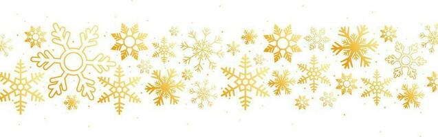 dourado flocos de neve desatado padronizar decorado branco fundo. vetor