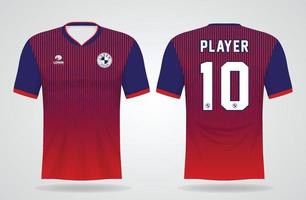modelo de camisa esporte vermelho azul para uniformes de time e design de camisetas de futebol vetor