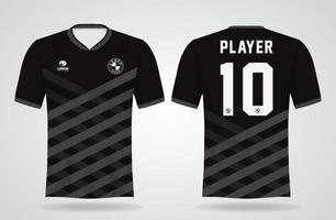 modelo de camisa esportiva preta para uniformes de time e design de camisetas de futebol vetor