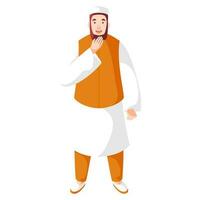 muçulmano homem personagem dentro aadab pose. vetor