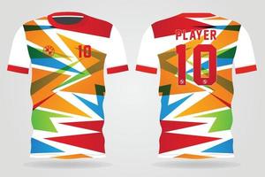 modelo de camisa esportiva colorida para uniformes de time e design de camisetas de futebol vetor