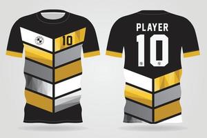 modelo de camisa esporte em ouro branco preto para uniformes de time e design de camiseta de futebol vetor