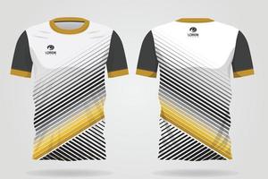 modelo de camisa esporte em ouro branco preto para uniformes de time e design de camiseta de futebol vetor