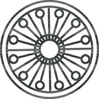 linha arte Ashok roda ícone dentro plano estilo. vetor