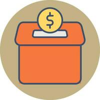 plano estilo dinheiro caixa ícone dentro laranja cor. vetor