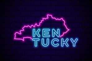 kentucky us estado lâmpada de néon brilhante sinal ilustração vetorial realista parede de tijolo azul brilho vetor