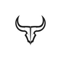 App de ícones de modelos de logotipo e símbolo de chifre de touro e búfalo vetor
