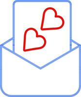coração enviar ou amor carta ícone dentro azul e vermelho contorno. vetor