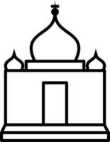Preto esboço Gurudwara ícone dentro plano estilo. vetor
