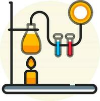 químico taça em queimador com teste tubos ícone dentro plano estilo. vetor