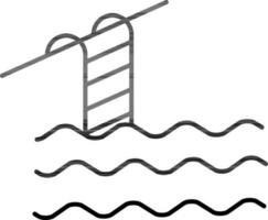 natação piscina com escada ícone dentro Preto linha arte. vetor