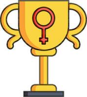 fêmea gênero símbolo em troféu copo ícone dentro amarelo e vermelho cor. vetor