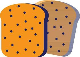 dois fatiado do pão dentro laranja e azul cor. vetor