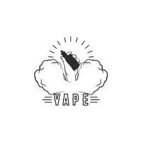 vetor de fumaça de ícone de logotipo de vapor e vapor e cenografia para dispositivo de vaporização de vapor e fumaça moderna de estilo de vida