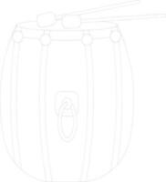 ilustração do tambor com dois bastão dentro Preto linha arte. vetor