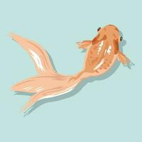 ilustração, fofa dourado peixe em uma azul fundo, pastel cores. imprimir, poster, vetor