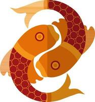 personagem do carpa peixe dentro vermelho e laranja cor. vetor
