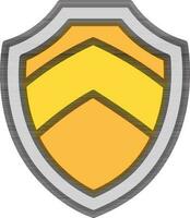 plano estilo escudo ícone dentro amarelo e cinzento cor. vetor