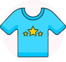 plano estilo estrelas em camisa ícone dentro azul cor. vetor