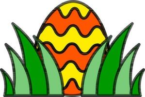Páscoa ovo com verde Relva ícone dentro plano estilo. vetor