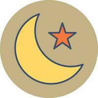 crescente lua com Estrela ícone dentro plano estilo. vetor